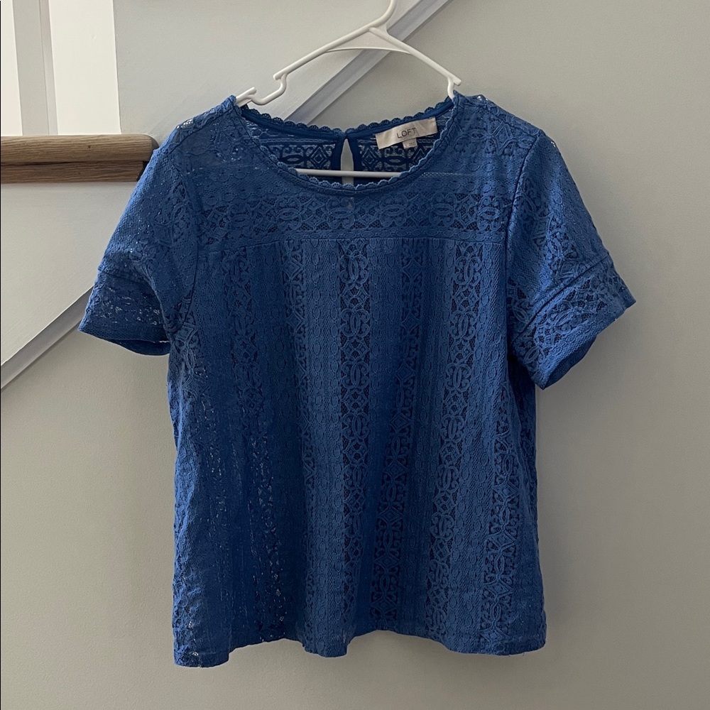 LOFT Blue Lace Blouse